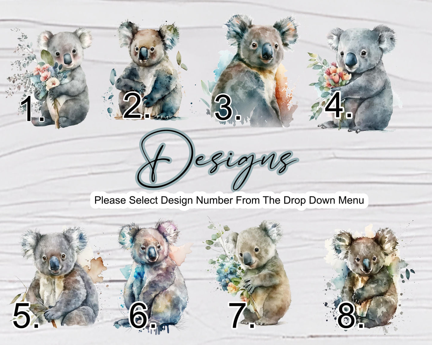 Personalised Watercolour Floral Koala Bear Cushion | Custom Animal Gift | Koala Lover Pillow