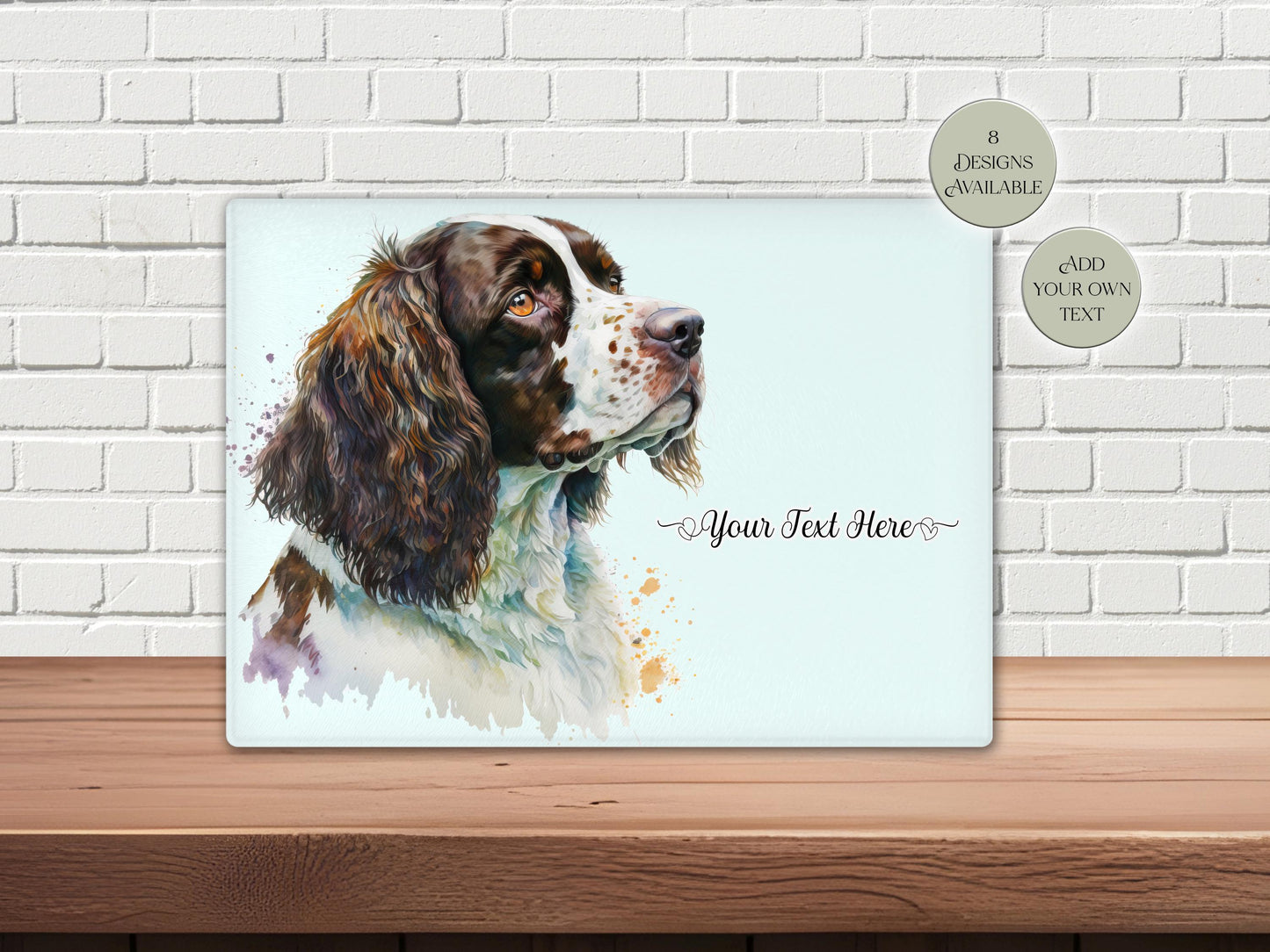 Personalised Springer Spaniel Glass Chopping Board – Dog Lover Kitchen Gift | Cheese Board & Worktop Saver
