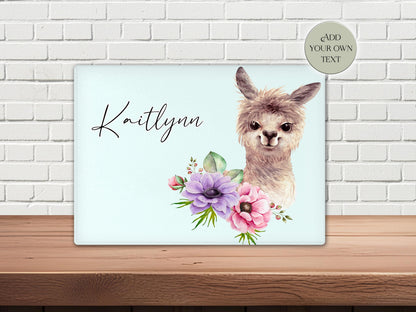Personalised Llama Glass Chopping Board | A3 or A4 | Llama Lover Gift