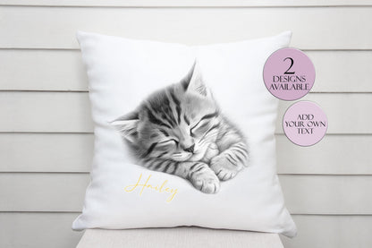 Personalised Sketched Kitten Cushion – Custom Cat Lover Gift | Pet Throw Pillow