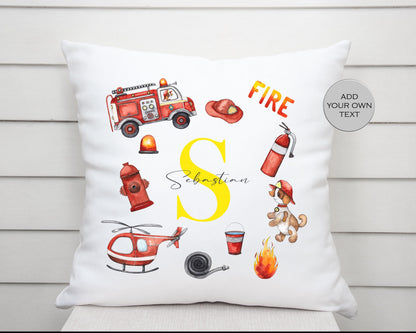 Personalised Fireman Cushion | Custom Firefighter Pillow | Boys Bedroom Gift