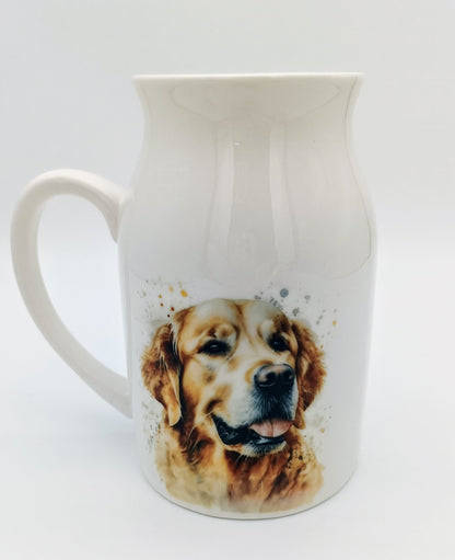 Personalised Watercolour Golden Retriever Milk Jug | Flower Vase | Custom Dog Lover Gift