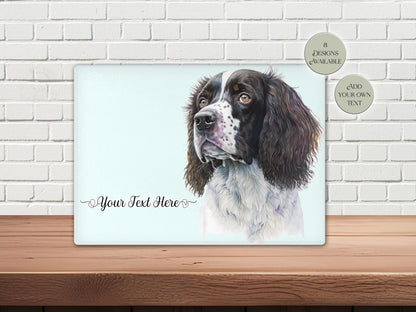 Personalised Springer Spaniel Glass Chopping Board – Dog Lover Kitchen Gift | Cheese Board & Worktop Saver