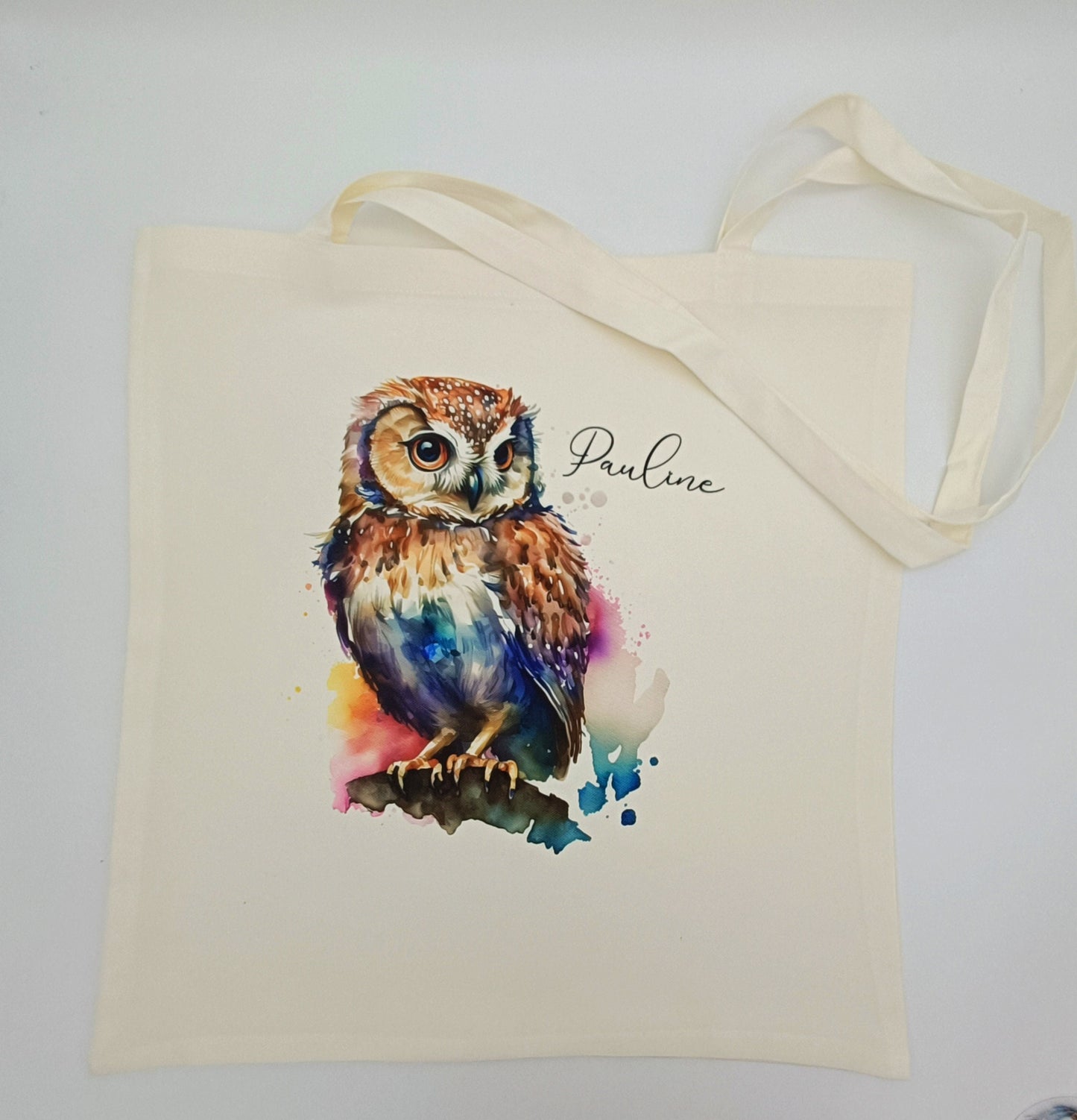 Personalised Watercolour Owl Tote Bag | Custom Owl Gift | Eco-Friendly Reusable Shopper