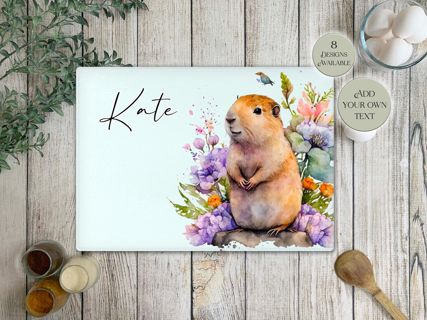 Personalised Capybara Glass Chopping Board | A3 or A4 | Unique Gift