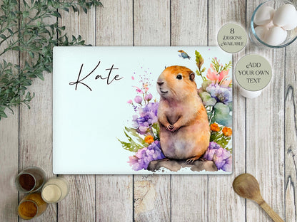 Personalised Capybara Glass Chopping Board | A3 or A4 | Unique Gift