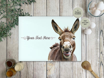 Personalised Donkey Glass Chopping Board | Custom Cheese Board | Donkey Lover Gift