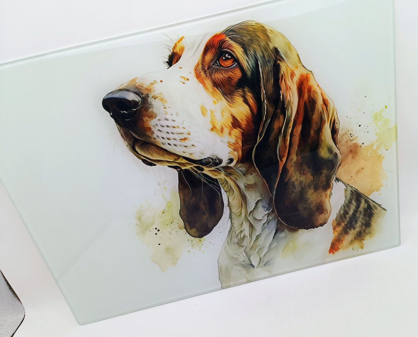 Personalised Basset Hound Glass Chopping Board | A3 or A4 | Dog Lover Gift