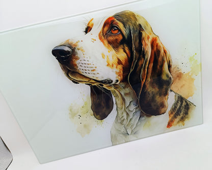 Personalised Basset Hound Glass Chopping Board | A3 or A4 | Dog Lover Gift