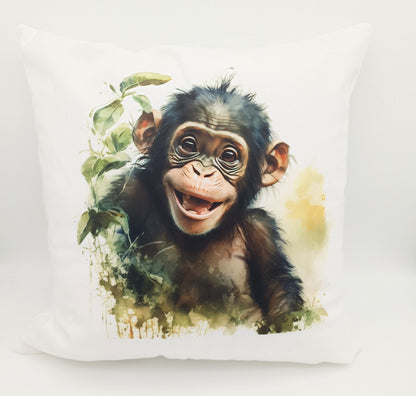 Personalised Cheeky Monkey Cushion – Custom Animal Throw Pillow | Kids & Nursery Gift