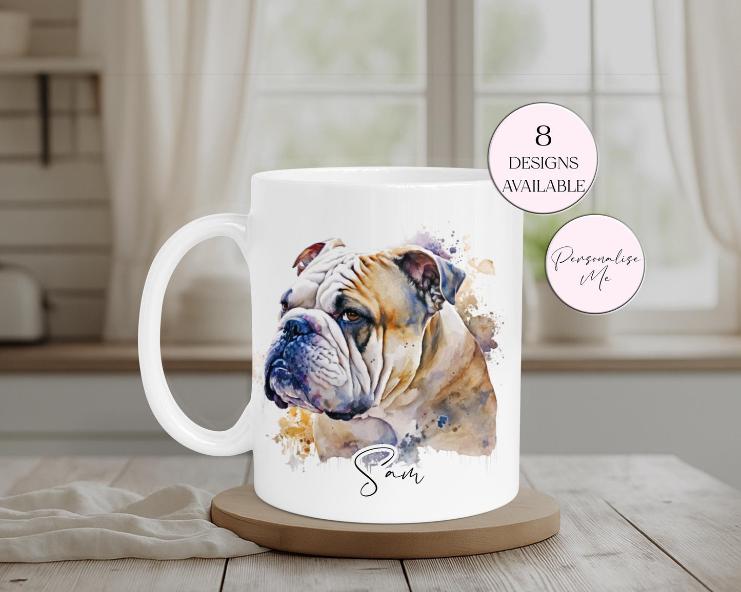 Personalised British Bulldog Mug – Custom Dog Lover Gift | With Matching Coaster Option