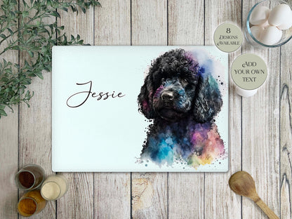 Personalised Poodle Glass Chopping Board | A3 or A4 | Dog Lover Gift