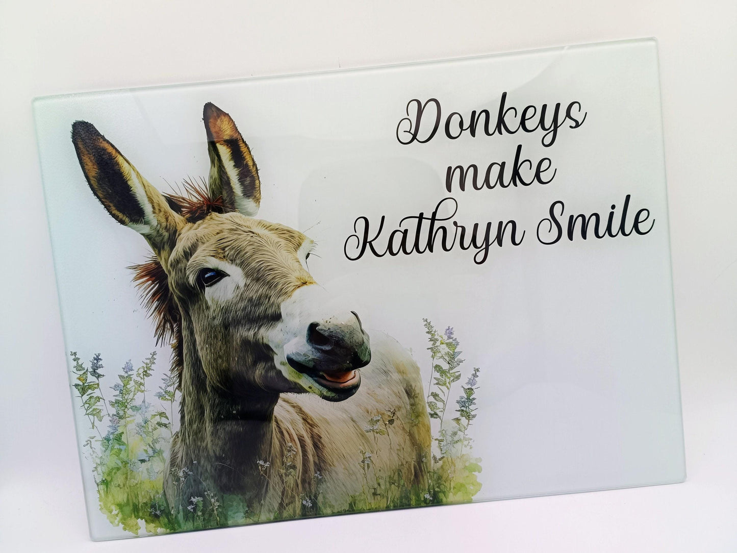 Personalised Donkey Glass Chopping Board | Custom Cheese Board | Donkey Lover Gift