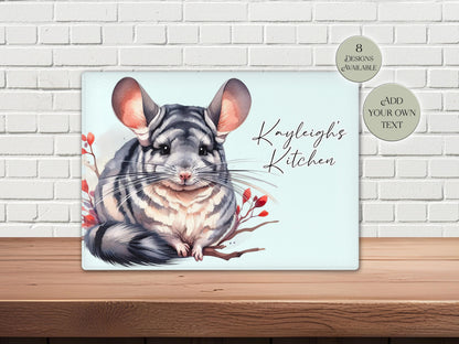 Personalised Chinchilla Glass Chopping Board | Custom Cheese Board | Housewarming Gift for Her