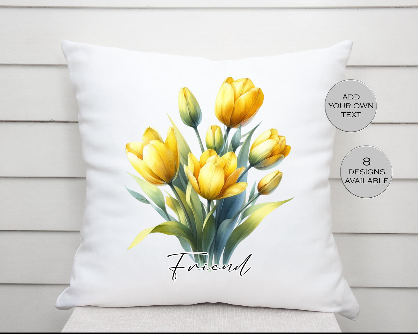 Personalised Watercolour Tulip Cushion | Custom Floral Throw Pillow | Gift for Her