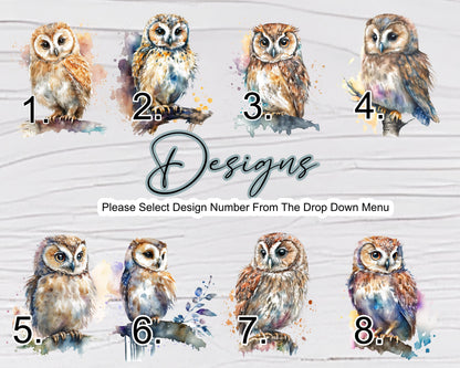 Personalised Watercolour Owl Compact Mirror – Rose Gold or Yellow Gold | Custom Handbag Gift