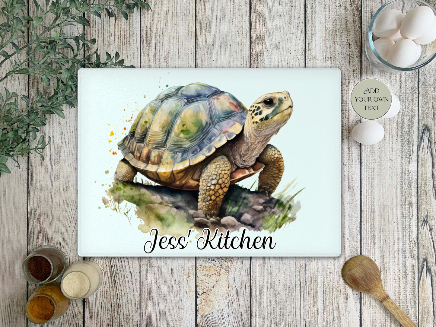 Personalised Tortoise Glass Chopping Board | A3 or A4 | Unique Gift