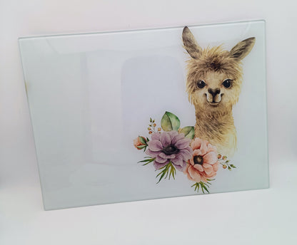 Personalised Llama Glass Chopping Board | A3 or A4 | Llama Lover Gift