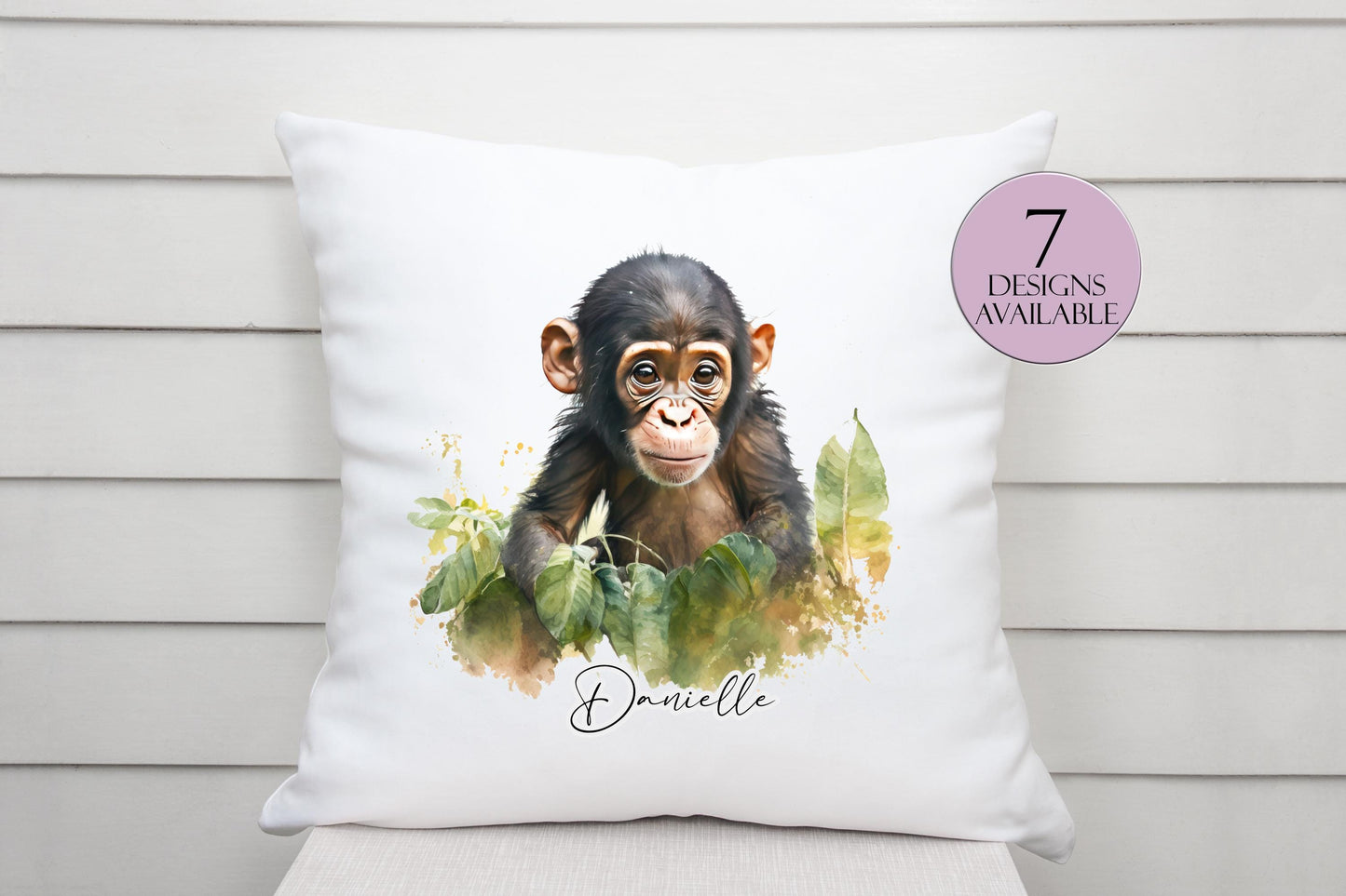 Personalised Cheeky Monkey Cushion – Custom Animal Throw Pillow | Kids & Nursery Gift