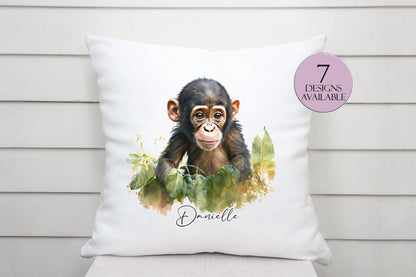 Personalised Cheeky Monkey Cushion – Custom Animal Throw Pillow | Kids & Nursery Gift