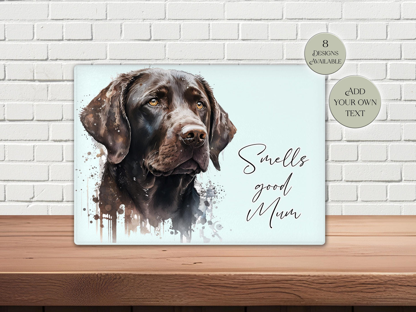Personalised Chocolate Labrador Glass Chopping Board | A3 or A4 | Dog Lover Gift