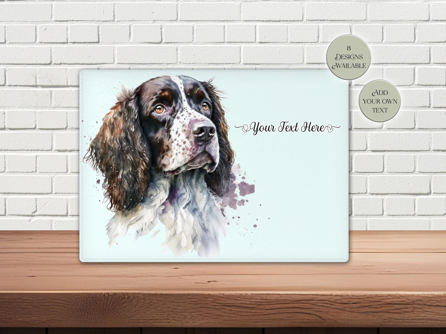 Personalised Springer Spaniel Glass Chopping Board – Dog Lover Kitchen Gift | Cheese Board & Worktop Saver