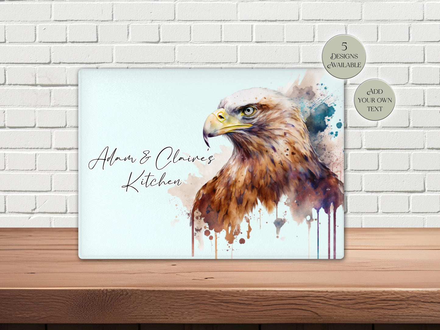 Personalised Eagle Glass Chopping Board | A3 or A4 | Bird Lover Gift