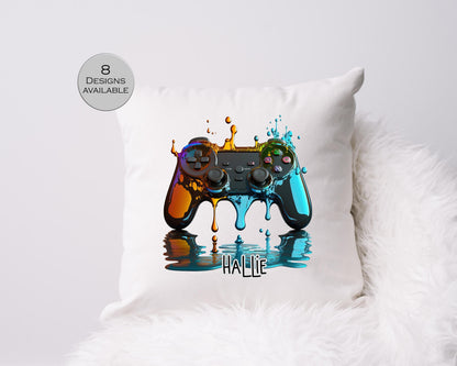 Personalised Gaming Controller Cushion | Custom Gamer Throw Pillow | Boys Bedroom Gift