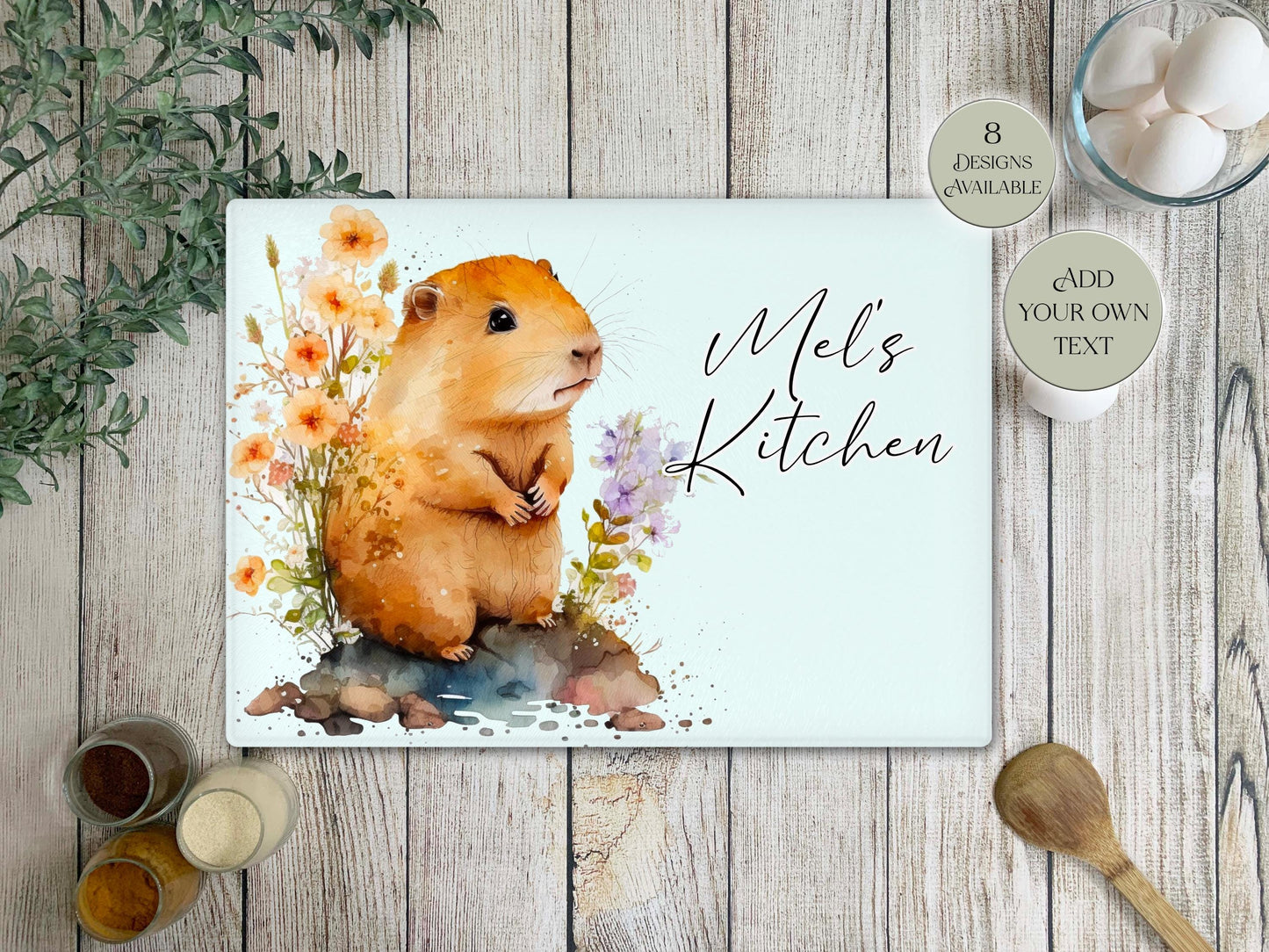 Personalised Capybara Glass Chopping Board | A3 or A4 | Unique Gift