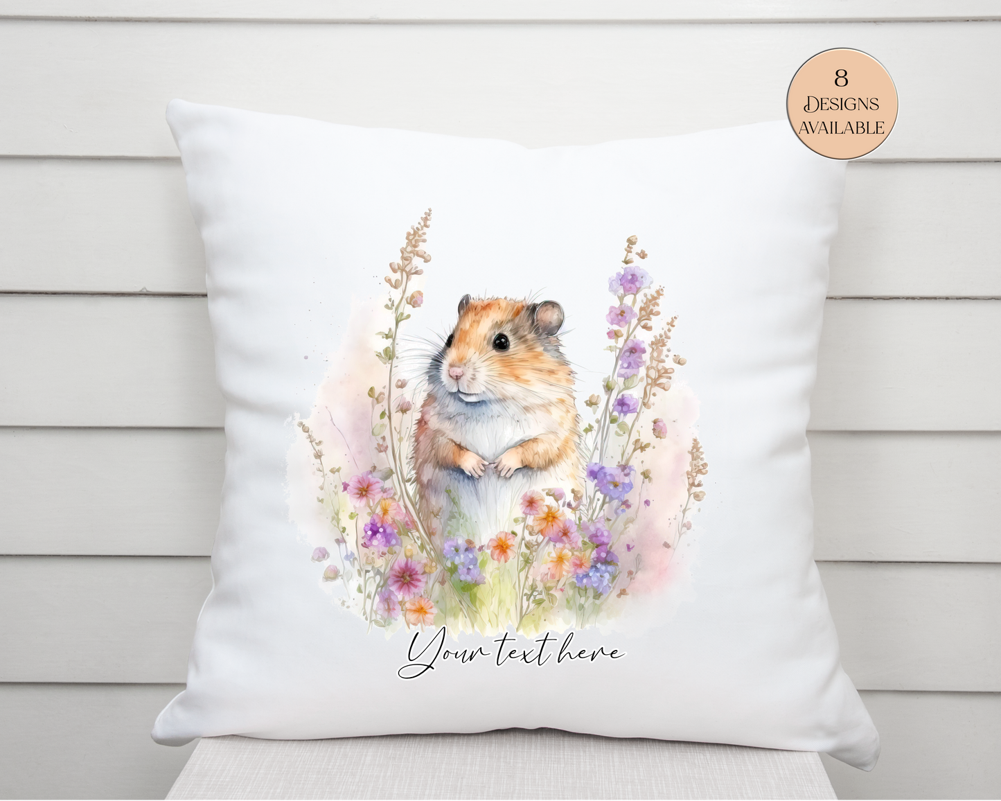 Watercolour Floral Hamster Cushion - A Lovely Gift for Her, Celebrating the Love of a Hamster Mum